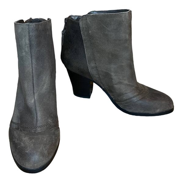 Bar III Jillian Heeled Leather Zip Back Brown Boots Booties Ankle Size 7 - Picture 1 of 10